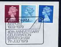 Postmark - Great Britain 1979 cover bearing illustrated cancellation for Birmingham Airport, stamps on airports