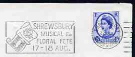 Postmark - Great Britain 1964 cover bearing illustrated slogan cancellation for Shrewsbury Musical & Floral Fete, stamps on music, stamps on flowers