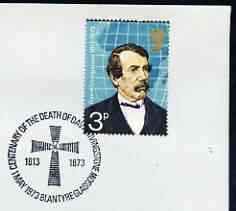 Postmark - Great Britain 1973 cover bearing illustrated cancellation for Death Centenary of David Livingstone, stamps on explorers, stamps on personalities, stamps on livingstone, stamps on scots, stamps on scotland