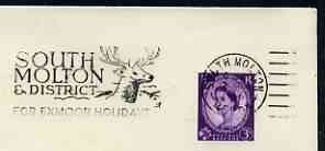 Postmark - Great Britain 1966 cover bearing illustrated slogan cancellation for South Molton for Exmoor holiday, showing a stag, stamps on national parks, stamps on parks, stamps on animals, stamps on deer