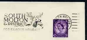 Postmark - Great Britain 1966 cover bearing illustrated slogan cancellation for South Molton for Exmoor holiday, showing a stag, stamps on , stamps on  stamps on national parks, stamps on  stamps on parks, stamps on  stamps on animals, stamps on  stamps on deer