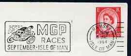 Postmark - Great Britain 1964 cover bearing illustrated slogan cancellation for MGP Races, Isle of Man, stamps on motorbikes, stamps on sport