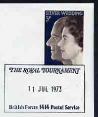 Postmark - Great Britain 1973 cover bearing illustrated cancellation for Royal Tournament (BFPS), stamps on militaria