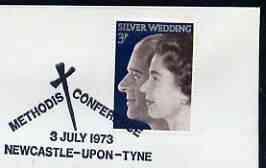 Postmark - Great Britain 1973 cover bearing illustrated cancellation for Methodist Conference, Newcastle-upon-Tyne, stamps on , stamps on  stamps on religion