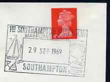Postmark - Great Britain 1969 cover bearing illustrated cancellation for 1st Southampton Boat Show, stamps on , stamps on  stamps on ships, stamps on  stamps on yachts