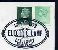 Postmark - Great Britain 1979 cover bearing illustrated cancellation for Electric Lamp Centenary, stamps on electricity, stamps on lights