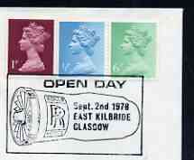 Postmark - Great Britain 1978 cover bearing illustrated cancellation for Rolls Royce Open Day, Glasgow (engine shown complete), stamps on , stamps on  stamps on aviation, stamps on  stamps on , stamps on  stamps on scots, stamps on  stamps on scotland