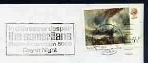 Postmark - Great Britain 1975 cover bearing illustrated slogan cancellation for 'In Distress or Despair? phone the Samaritans' Amersham, stamps on care, stamps on telephones