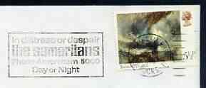 Postmark - Great Britain 1975 cover bearing illustrated slogan cancellation for In Distress or Despair? phone the Samaritans Amersham, stamps on care, stamps on telephones