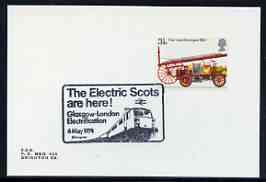 Postmark - Great Britain 1974 cover bearing illustrated cancellation for 'The Electric Scots are Here', stamps on railways, stamps on scots, stamps on scotland