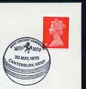 Postmark - Great Britain 1970 cover bearing special cancellation for kent Cricket Centenary, stamps on sport, stamps on cricket