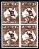 Australia 1913 Roo 2s imperf block of 4 being a 