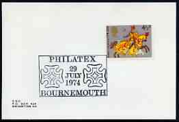 Postmark - Great Britain 1974 card bearing special cancellation for Philatex 1974 (Bournemouth), stamps on stamp exhibitions