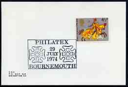 Postmark - Great Britain 1974 card bearing special cancellation for Philatex 1974 (Bournemouth), stamps on , stamps on  stamps on stamp exhibitions