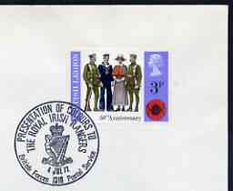 Postmark - Great Britain 1972 cover bearing illustrated cancellation for Presentation of Colours to The Irish Rangers (BFPS), stamps on , stamps on  stamps on militaria, stamps on  stamps on harps