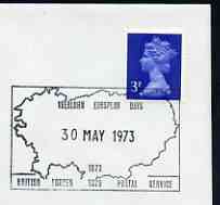 Postmark - Great Britain 1973 cover bearing illustrated cancellation for Iserlohn European Days (BFPS), stamps on , stamps on  stamps on maps, stamps on  stamps on militaria, stamps on  stamps on 