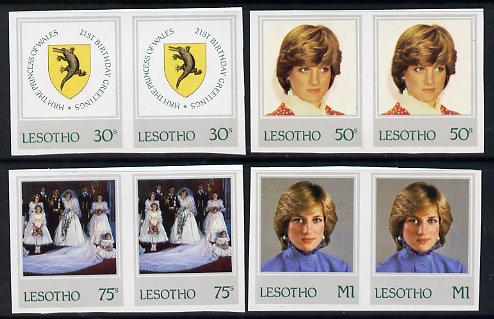 Lesotho 1982 Princess Di's 21st Birthday set of 4 imperf pairs unmounted mint, as SG 514-7, stamps on royalty    diana