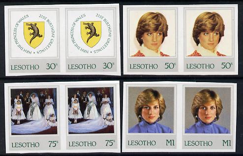 Lesotho 1982 Princess Dis 21st Birthday set of 4 imperf pairs unmounted mint, as SG 514-7, stamps on royalty    diana