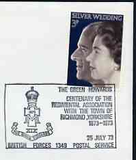 Postmark - Great Britain 1973 cover bearing special cancellation for The Green Howards Association with Richmond (BFPS), stamps on , stamps on  stamps on militaria, stamps on  stamps on 