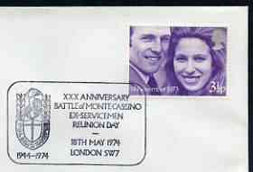 Postmark - Great Britain 1974 card bearing special cancellation for 30th Anniversary of Battle of Monte Cassino, Reunion Day, stamps on , stamps on  stamps on militaria, stamps on  stamps on battles, stamps on  stamps on , stamps on  stamps on  ww2 , stamps on  stamps on 