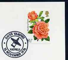Postmark - Great Britain 1976 card bearing illustrated cancellation for DH 115 Vampire, stamps on aviation, stamps on dh, stamps on vampire