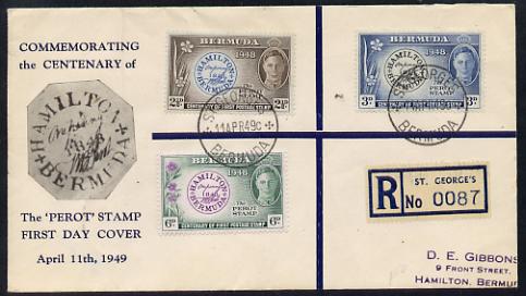 Bermuda 1949 Perot illustrated registered first day cover locally used, stamps on , stamps on  kg6 , stamps on 