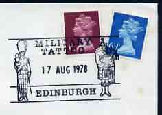 Postmark - Great Britain 1978 cover bearing illustrated cancellation for Edinburgh Military Tattoo (BFPS), stamps on militaria, stamps on scots, stamps on scotland