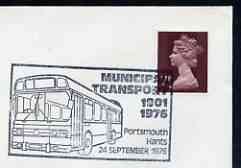 Postmark - Great Britain 1976 cover bearing illustrated cancellation for 75th Anniversary of Municipal Transport, Portsmouth, stamps on transport, stamps on buses
