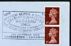 Postmark - Great Britain 1968 cover bearing apecial cancellation for N N Burnard, Great Cornish Sculptor, stamps on arts, stamps on sculpture