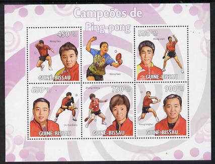 Guinea - Bissau 2009 Table Tennis Champions perf sheetlet containing 5 values unmounted mint, stamps on personalities, stamps on sport, stamps on table tennis