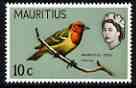 Mauritius 1965 Mauritius Fody 10c (from Birds def set) unmounted mint, SG 321*, stamps on birds, stamps on 