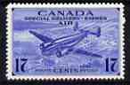 Canada 1942-43 Special Delivery 17c blue (Lockheed) unmounted mint, SG S14*, stamps on aviation, stamps on lockheed, stamps on  kg6 , stamps on 