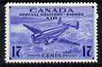 Canada 1942-43 Special Delivery 17c blue (Lockheed) unmounted mint, SG S14*, stamps on , stamps on  stamps on aviation, stamps on  stamps on lockheed, stamps on  stamps on  kg6 , stamps on  stamps on 