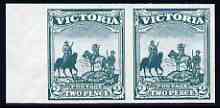 Victoria 1900 Patriotic Fund 2d (Australian Troops in S Africa) imperf pair being a 'Hialeah' forgery on gummed paper (as SG 375), stamps on , stamps on  stamps on militaria, stamps on  stamps on horses, stamps on  stamps on forgery, stamps on  stamps on forgeries, stamps on  stamps on qv, stamps on  stamps on  qv , stamps on  stamps on 