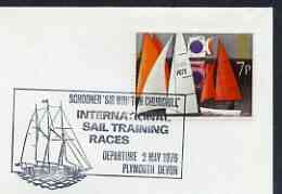 Postmark - Great Britain 1976 cover bearing illustrated cancellation for International Sail Training Races showing Schooner Sir Winston Churchill, stamps on ships, stamps on churchill