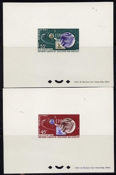 Mali 1962 Satellite Link pair in fine Epreuves deluxe souvenir proof sheets (from very limited printing) unmounted mint SG 55-6, stamps on communications, stamps on space