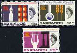 Barbados 1966 UNESCO set of 3 unmounted mint, SG 360-62, stamps on unesco