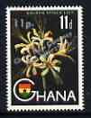 Ghana 1965 New Currency 11p on 11d Golden Spider Lily unmounted mint, SG 386*, stamps on flowers