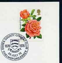 Postmark - Great Britain 1976 card bearing special illustrated cancellation for Essex County Cricket Club Centenary, stamps on sport, stamps on cricket