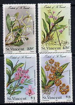 St Vincent 1985 Orchids set of 4 unmounted mint SG 850-53, stamps on , stamps on  stamps on flowers, stamps on  stamps on orchids