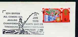 Postmark - Great Britain 1970 cover bearing illustrated cancellation for 12th British All Comers Sea Angling Championships (Tynemouth), stamps on , stamps on  stamps on fishing