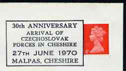 Postmark - Great Britain 1970 cover bearing special cancellation for 30th Anniversary of Czech Forces in Cheshire, stamps on militaria, stamps on  ww2 , stamps on 