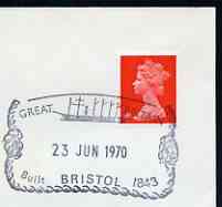 Postmark - Great Britain 1970 cover bearing illustrated cancellation for SS Great Britain, Bristol, stamps on ships, stamps on brunell