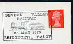 Postmark - Great Britain 1970 cover bearing illustrated cancellation for Severn Valley Railway, stamps on , stamps on  stamps on railways