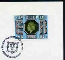 Postmark - Great Britain 1977 card bearing illustrated cancellation for Queen's Silver Jubilee Royal Visit to Aberdeen, stamps on silver jubilee, stamps on royal visits, stamps on arms, stamps on heraldry, stamps on scots, stamps on scotland     