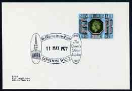 Postmark - Great Britain 1977 card bearing illustrated cancellation for Queen's Silver Jubilee Royal Visit to St Martin in the Fields, London, stamps on , stamps on  stamps on silver jubilee, stamps on  stamps on royal visits, stamps on  stamps on london