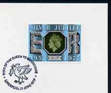 Postmark - Great Britain 1977 card bearing illustrated cancellation for Queen's Silver Jubilee Royal Visit to Liverpool