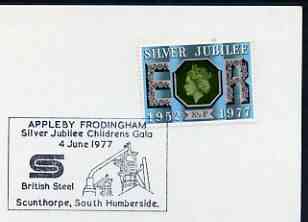 Postmark - Great Britain 1977 card bearing illustrated cancellation for Appleby Children's Gala showing Steel Plant, stamps on , stamps on  stamps on steel, stamps on  stamps on children, stamps on  stamps on minerals