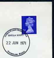 Postmark - Great Britain 1971 cover bearing special cancellation for Sheila Scott World Flight North Pole, stamps on aviation, stamps on women, stamps on polar