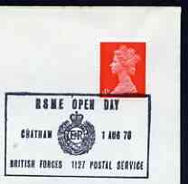 Postmark - Great Britain 1972 cover bearing illustrated cancellation for RSME Open Day, Chatham (BFPS), stamps on militaria, stamps on 